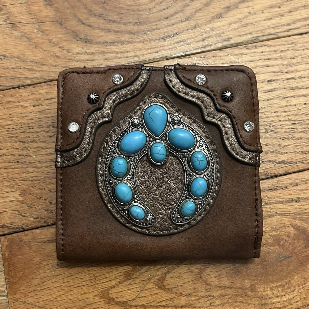 Justin Boots Naja Concho Bedazzled Turquoise Bifold Wallet